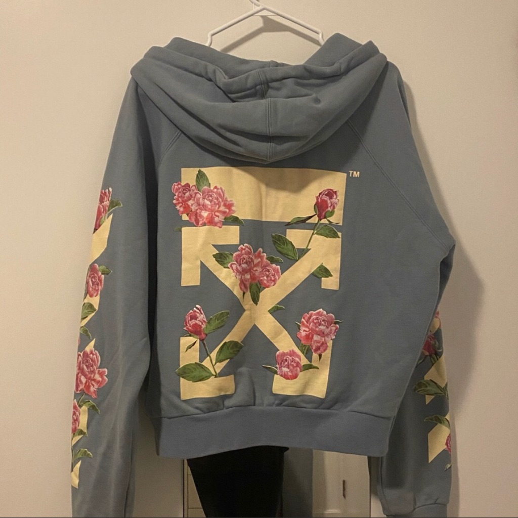 Authentic Off White Baby Blue Zipped Up Hoodie